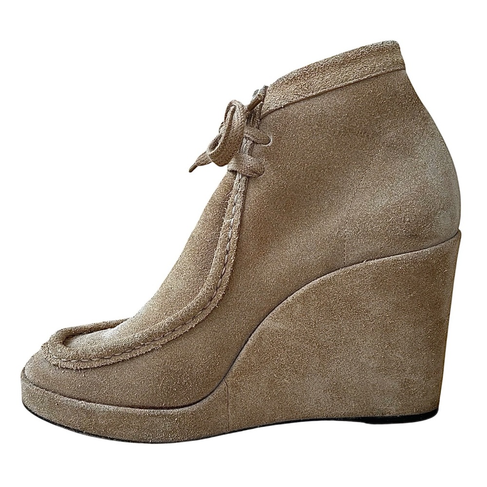 BALENCIAGA Sand Suede Lace Up Wedge Heels - Picture 10 of 14